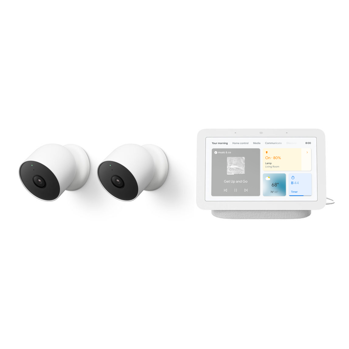 Google Nest Cam (batteri) 2-pack + Google Nest Hub (Gen. 2)