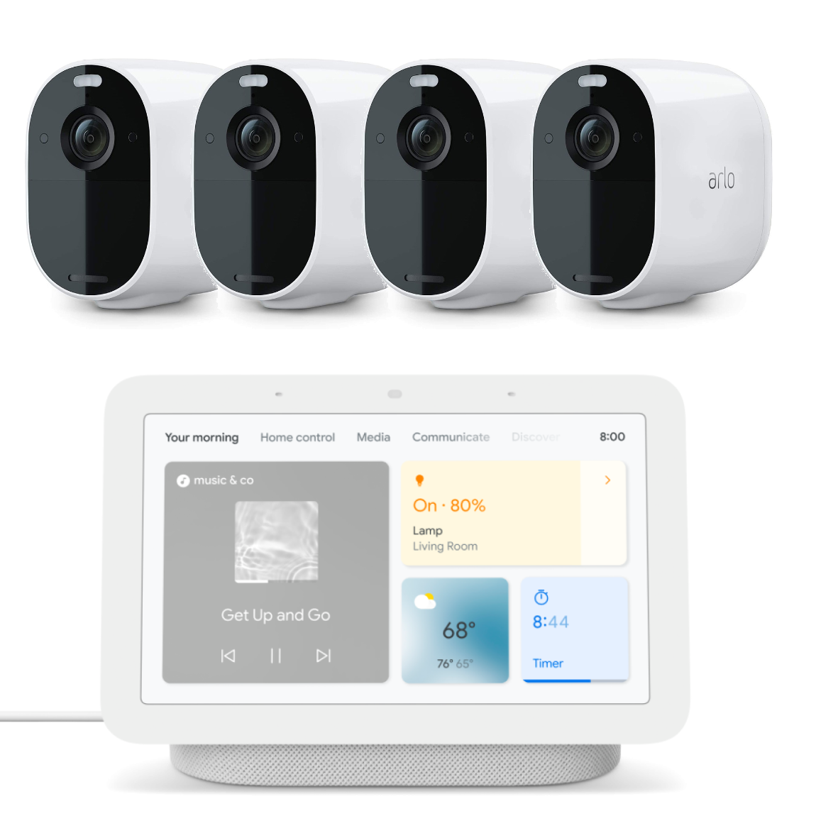 Arlo Pro 4 Spotlight Camera 4-pack + Google Nest Hub