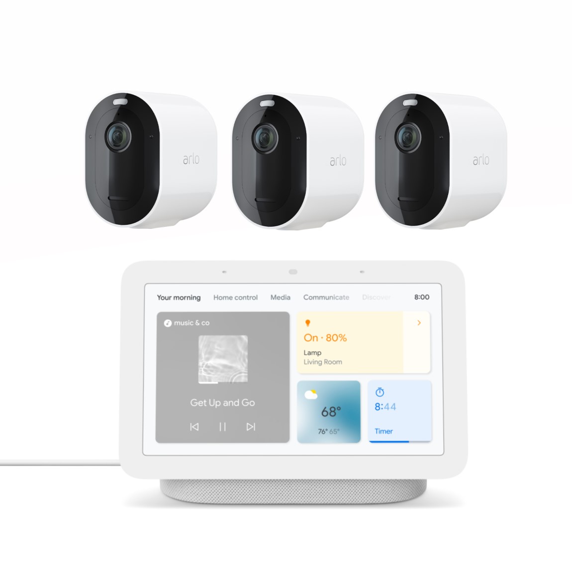 Arlo Pro 4 Spotlight Camera 3-pack + Google Nest Hub