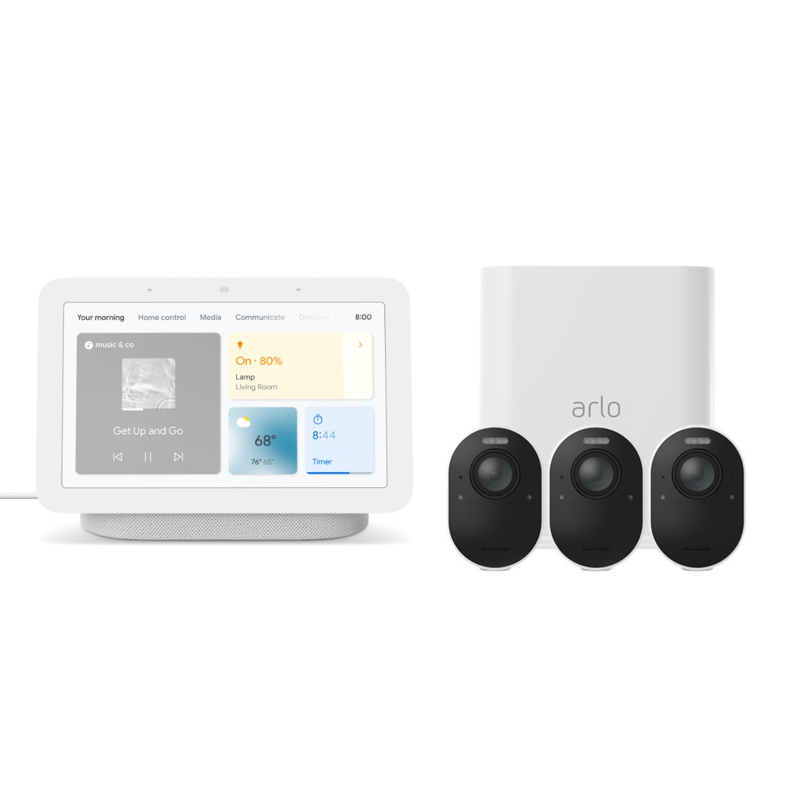 Arlo Ultra 2 Wireless Camera System - 3 Cameras + Google Nest Hub (Gen. 2)