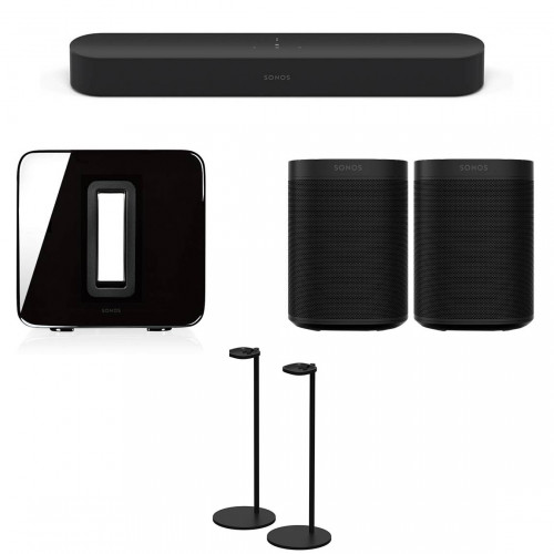 Sonos One SL Beam 5.1 Home Theatre Set + Stativ för Sonos One (2-pack)