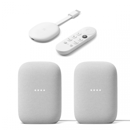 Chromecast med Google TV (HD) + Google Nest Audio 2-pack 