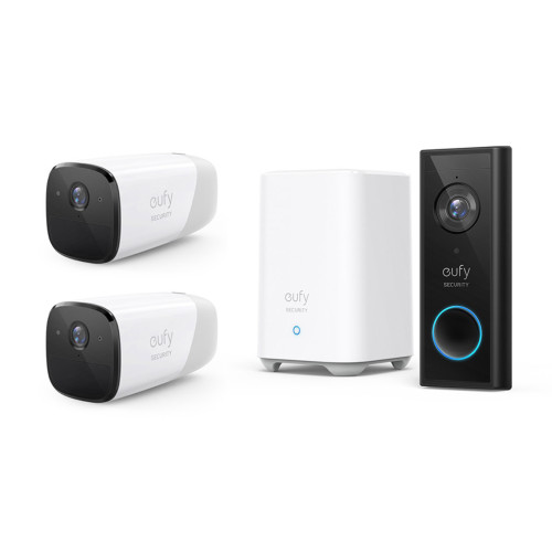 eufy Video Doorbell 2K + Homebase 2 + eufyCam 2 Pro Add-on 2-pack 