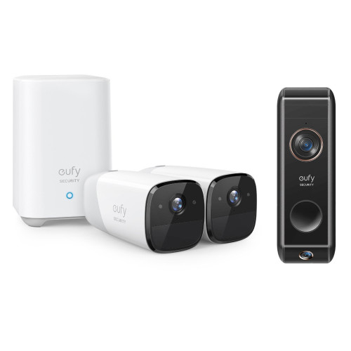 eufyCam 2 Pro 2+1 Kit (2 kameror + HomeBase 2) + Video Doorbell 2K Dual Cam 