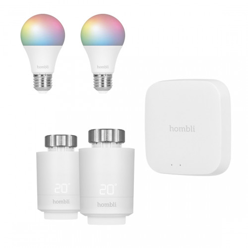Hombli Smart Radiator Thermostat Start Kit + Gratis Hombli Smart Bulb 9W RGB & CCT (E27) 2-pack 
