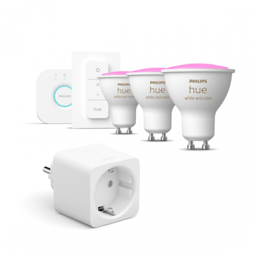 Philips Hue White & Color Ambiance GU10 Bluetooth Starter-Kit - 3 bulbs + Smart Plug 